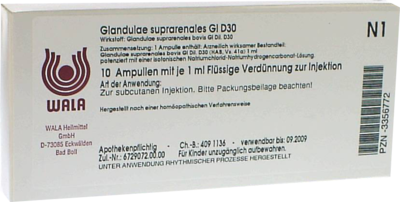 WALA Heilmittel GmbH GLANDULAE SUPRARENALES GL D 30 Ampullen 10X1 ml 03356772