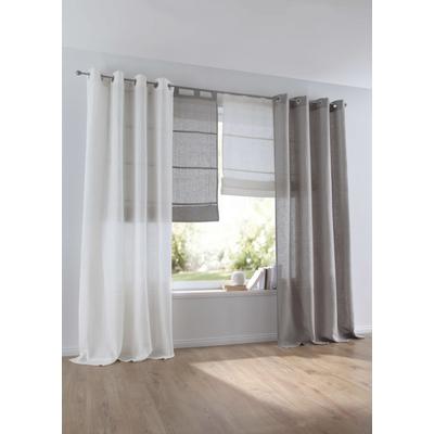 Vorhang KUTTI "Metis Leinen" Gr. 1, beige (creme), B:140cm H:145cm, Leinen, Gardinen, blickdicht, natürliche Leinen-Gardine, einfarbig, pflegeleicht, Basic