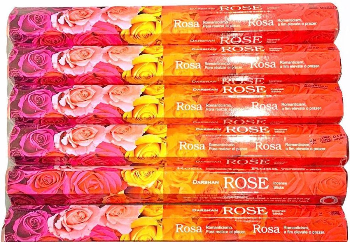Darshan Wierook Geurstokjes Rose - 6 Pakjes - 120 Stuks