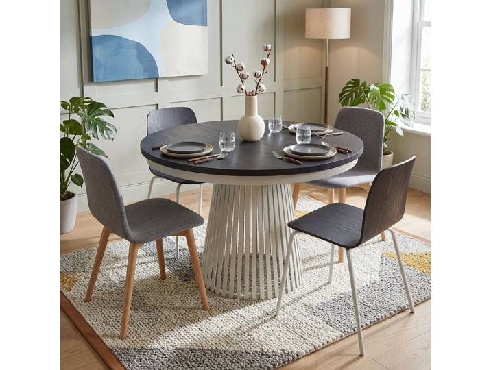 Esstisch TRAVIS 100 cm - 180 cm x 100 cm x 76,6 cm, Schwarz x Beine Kaschmir