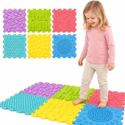 Relaxdays Sensorikmatten 6er Set Grün,Rosa,Türkis