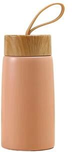 Inspired Finds Mini Thermos Cup With Creative Wood Grain Cover, Portable Vacuum Stainless Steel Water Cup (280 Ml 9.47 Fl Oz) pink