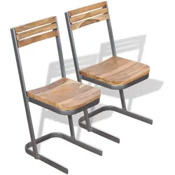 Décoshop26 - Set aus 2 modernen Küchen-Esszimmerstühlen aus massivem Teakholz CDS020947