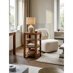 Regal Massivholz 4 Fächer Landhausstil MUMBAI, Dunkelbraun 44x44x80 cm