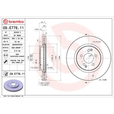 BREMBO Bremsscheibe 09.E776.11 290mm 24mm für MG (SAIC)