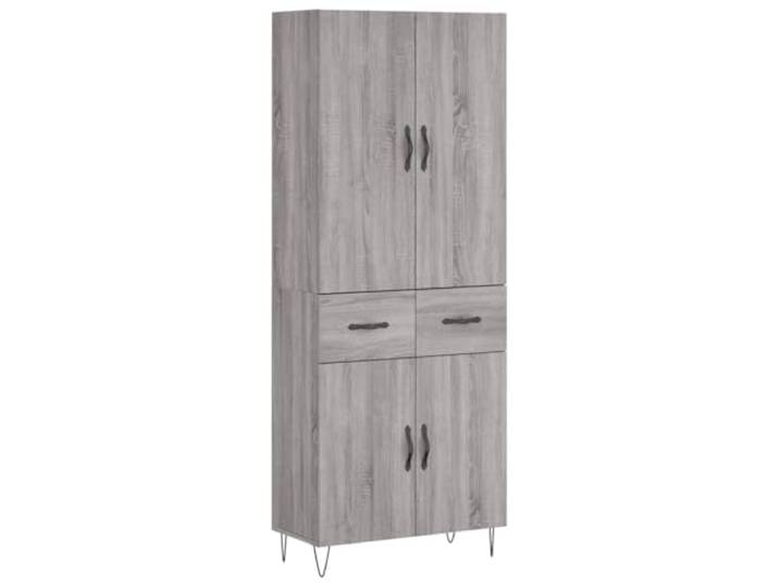 GHVBNMF Highboard Grau Sonoma 69,5x34x180 cm Schrank mit Metallfüßen 2 Stk 2-teiliges Standregal fürs Wohnzimmer mit geschlossenen Türen und stabilen Füßen aus Metall für geordnete Aufbewahrung