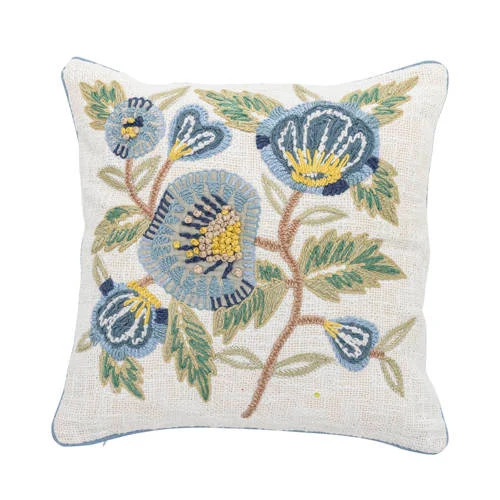 Creative Collection sierkussen Hanna, blauw, bloemenmotief, 45 x 45 cm
