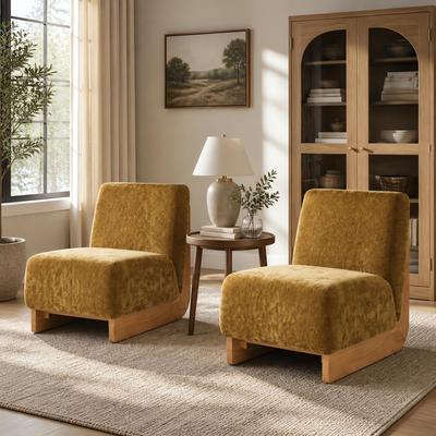 Christopher Knight Home Marcelline Solid Wood Slipper Chairs with Curved Frame and Sloped Backrest Set of 2