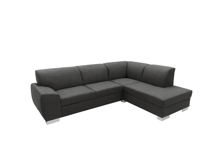 Ecksofa Schwarz Kunstleder Jami 260 x 81 x 195cm Ottomane davorstehend rechts mit Schlaffunktion Modern