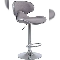 Décoshop26 - Moderner drehbarer Barhocker x1 in grauem Stoff mit verchromtem Metallgestell 10_0005079