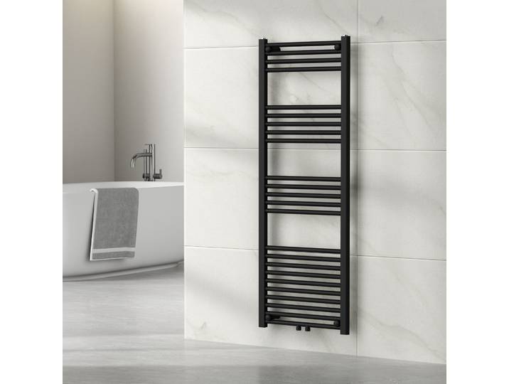 Handtuchheizkörper ’Voss’ mit 24 Stangen Stahl 140 x 50 cm Schwarz