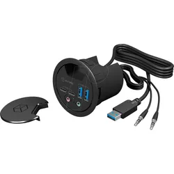 ICY IB-HUB1403B - USB 3.0 4 Port Desk-Hub, Type-C, Typ-A, Audio