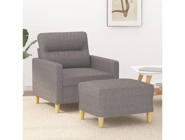 HEFZGDB Sessel mit Hocker Taupe 60 cm Stoff Strapazierfähig Robustes Gestell Bequeme Sitzfläche Vielseitiger Fußhocker Modernes Design Atmungsaktiv Langlebig Stabiles Sofa