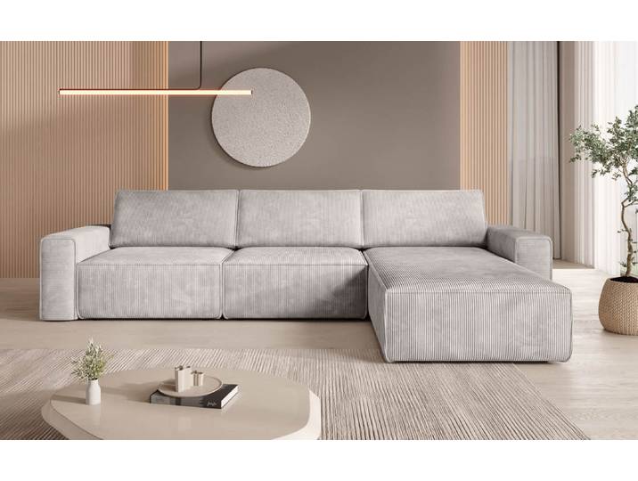 Modulares Ecksofa Yuma aus Cord - Rechts - Beige - Cord - Luxusbetten24