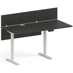 Höhenverstellbarer Tisch FUTURE, 170x80 cm, 2 Motoren, weißes Untergestell, mit Sichtblenden, Graphit