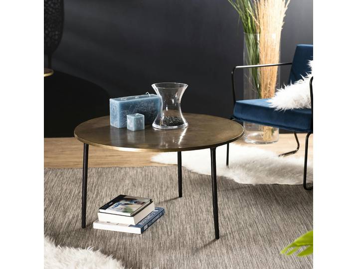 Table basse ronde dorée ZALA