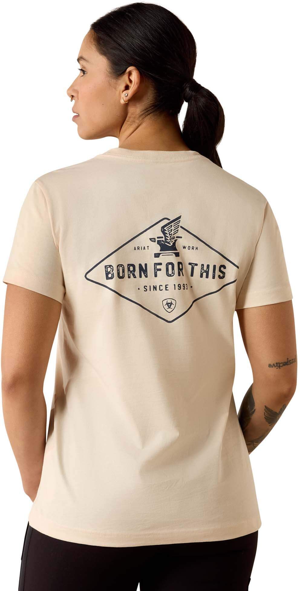 Women's Rebar Cotton Strong Anvil Logo T-Shirt in Whisper Pink, Size: Large by Ariat