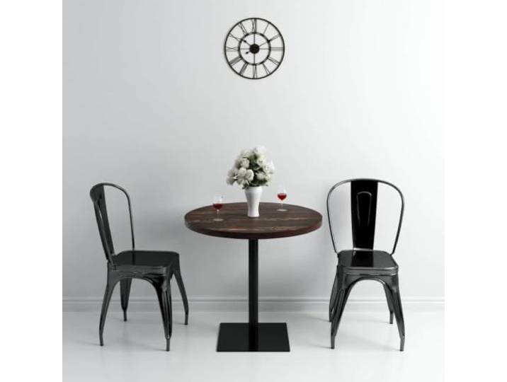 HEFZGDB Bistrotisch MDF und Stahl Rund 80×75 cm Dunkle Esche - Elegante Tischplatte mit gemaserter Oberfläche und Stabiler Stahlbasis für Restaurant Cafe Bar Ambiente