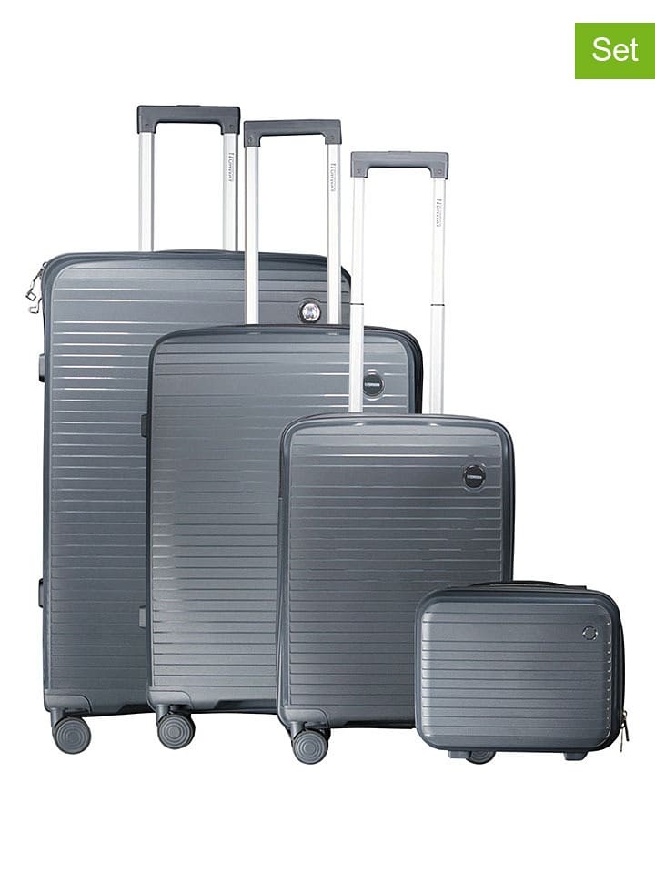 Geographical Norway 4tlg. Hardcase-Trolleyset "Solvable" in Anthrazit - onesize