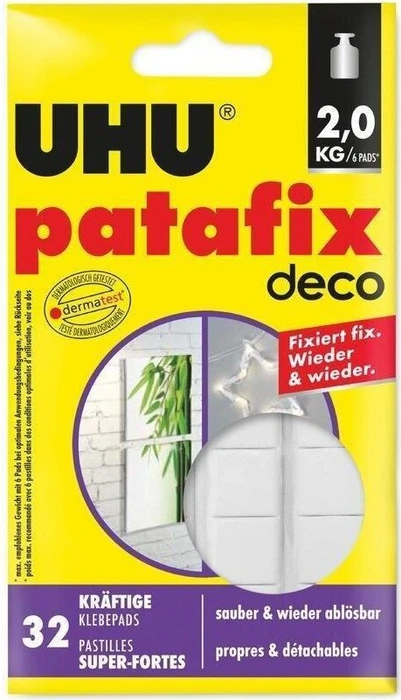 UHU deco doppelseitige Klebepads für max. 3,0 kg 1,6 x 1,8 cm, 32 St.