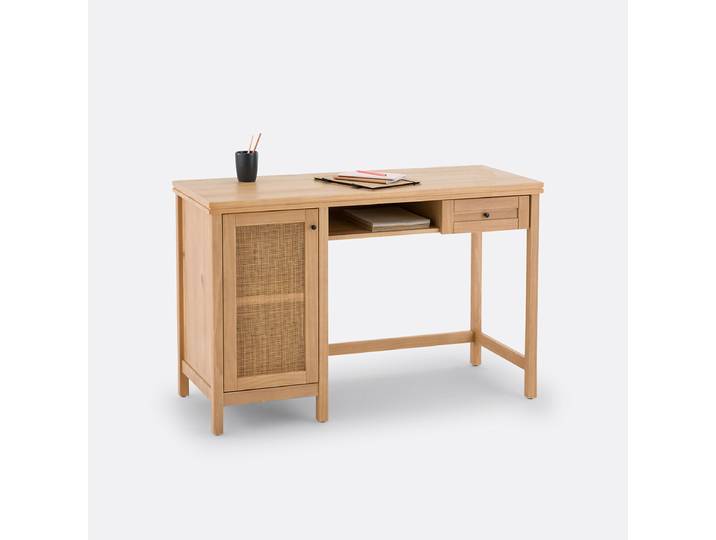 LA REDOUTE Bureau pin massif et cannage Gabin Beige