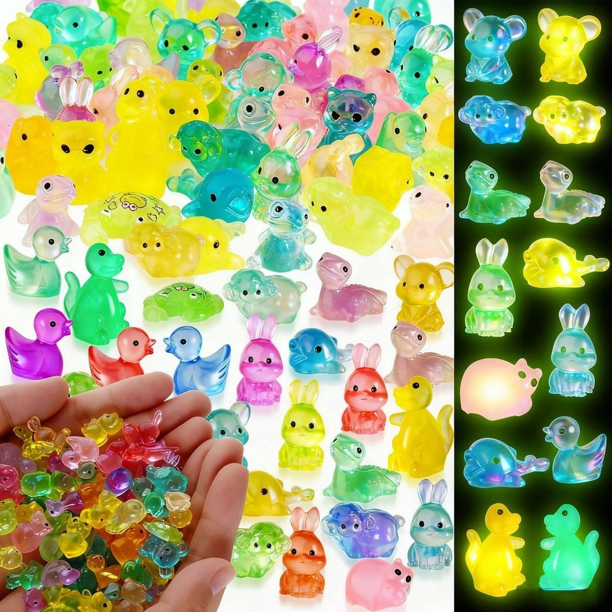 Luminous Set van 60 Miniatuur Resin Dierenfiguren voor Decoratie en Speelgoed