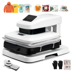 VEVOR automatische Hitzepresse (38 x 38 cm) T-Shirt-Presse mit automatischer Freigabe & einstellbarem Druck, Digitalanzeige, Transferpresse für Sublimation Vinyl Wärmeübertragungsprojekte, Weiß