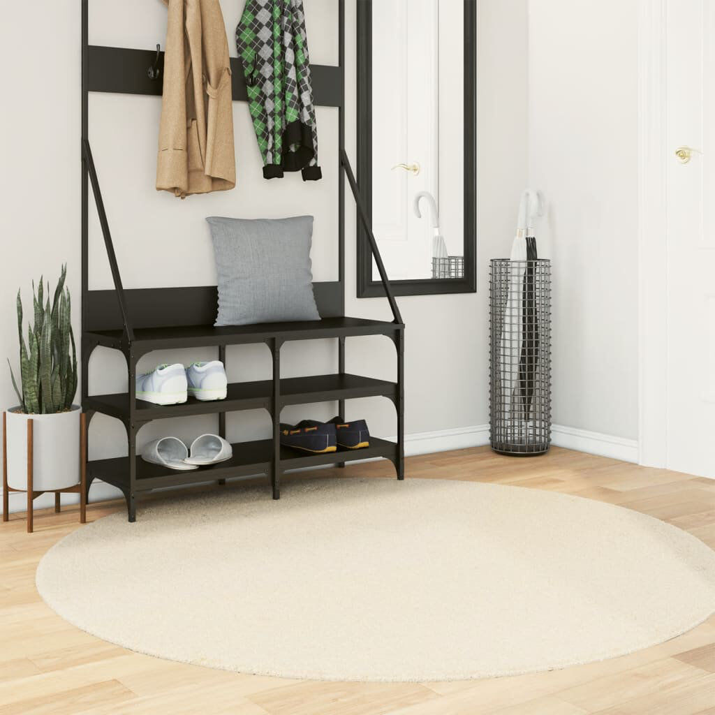 17 Stories Rug "HUARTE" Short Pile Soft and Washable Cream Cream Round 160cm