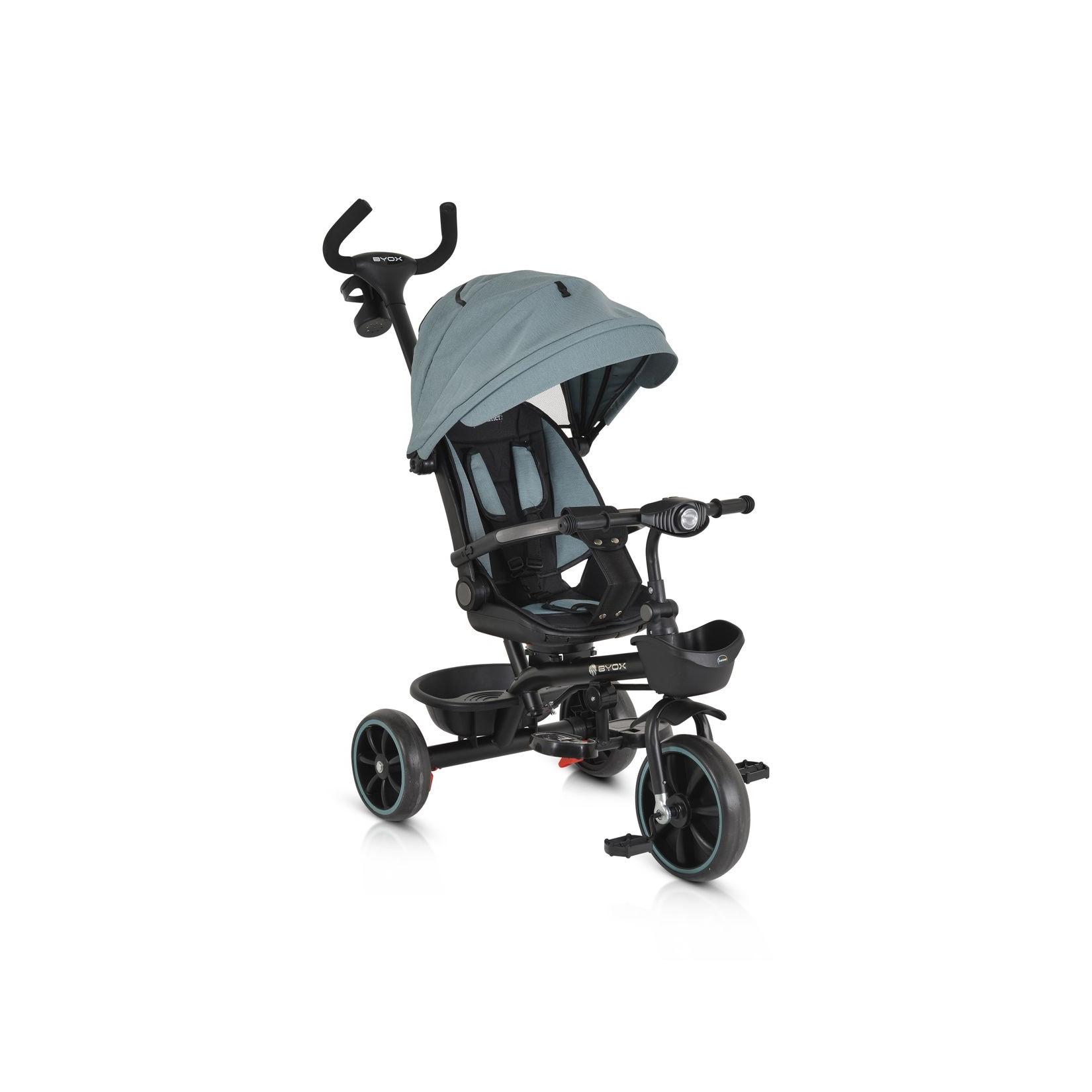 Byox Dreirad, Tricycle Summer, Fußstütze klappbar, Musik, Becherhalter, Körbe blau