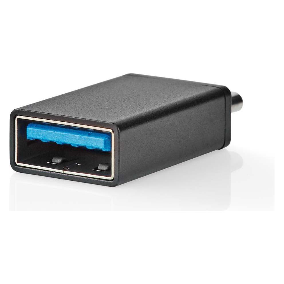 Nedis USB-C Adapter | USB 3.2 Gen 1 | USB-C Stecker | USB-A Buchse | 5 Gbps | OTG | Rund | Vernick (USB-A, USB-C) (CCGB64915BK)