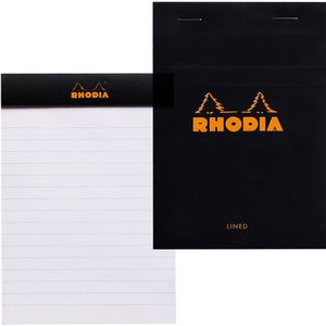 Rhodia Notizblock 136009C, schwarz, A6, liniert, 80 g/m², geheftet, 80 Blatt / 160 Seiten