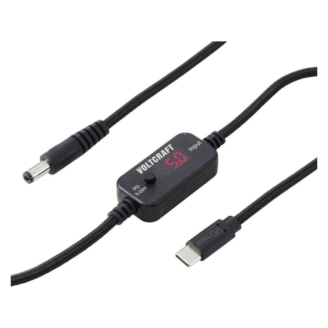 Voltcraft USB voltage converter DC power plug, 5.5 x 2.1 mm Black USB-C PD/DC converter (100 W, 1 Port) (VC-18735745)