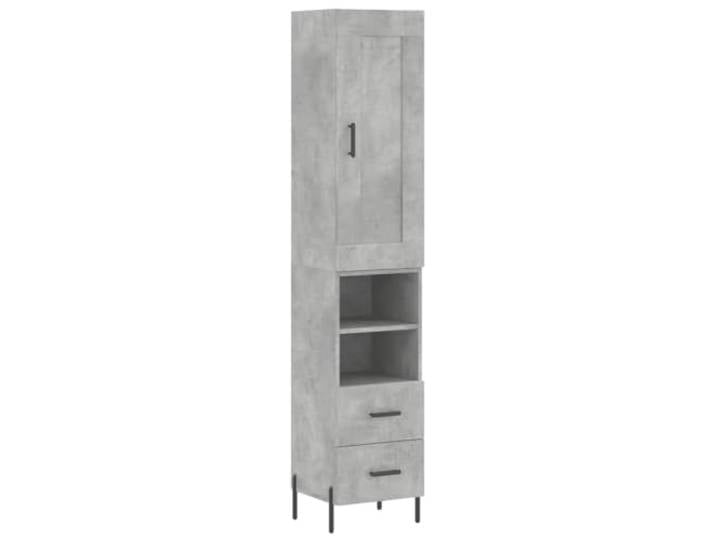HGFDVCMR Highboard Betongrau 34,5x34x180 cm Holzwerkstoff Schrank Schlankes Design für Wohnzimmer und Flur: Der Beistellschrank bietet viel Stauraum hinter der Tür und auf den Ablagen.