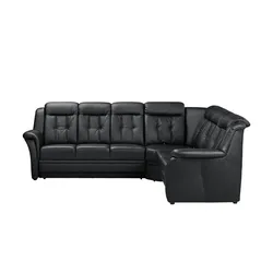 Polstermöbel Oelsa Komfort-Ecksofa aus Leder  Andorra , schwarz , Maße (cm): B: 272 H: 99 T: 238.0