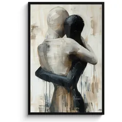 POSTER MIT RAHMEN Abstrakt - Liebe - Schwarz und weiß - Modern Bilderleiste 80x120 cm