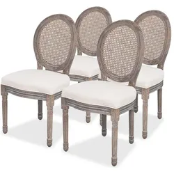vidaXL, Stühle, Alfonia (Leinen und Rattan (4 Stück)) (4x)