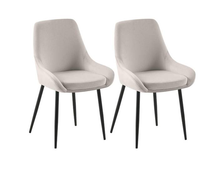 CLP Esszimmerstuhl 2er Set Samt Grau, 50x86x53 cm, Esszimmer, Stühle