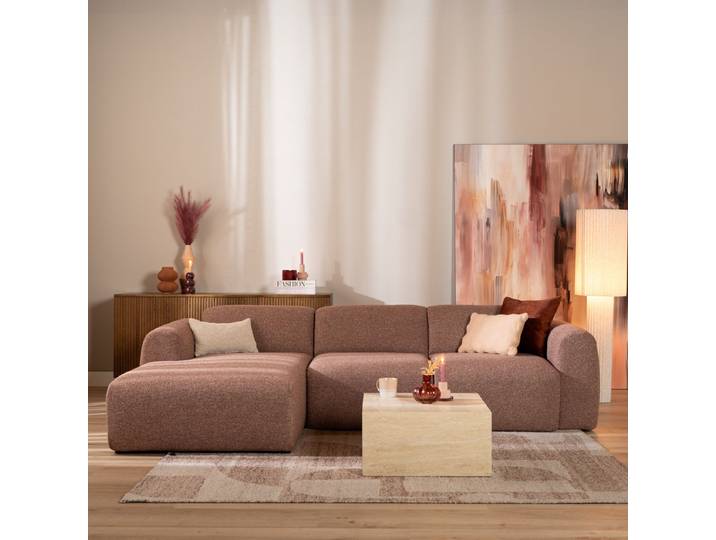 Bronx71 Ecksofa Maine Bouclé rot/rosa links