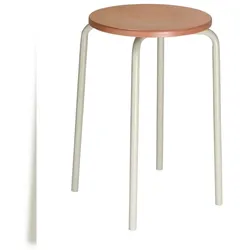 PROREGAL Stapelhocker Oakland | HxØ 50x35cm | Tragfähigkeit 110kg | Buche-Sitz | Stahlfüße | Lichtgrau/Buche