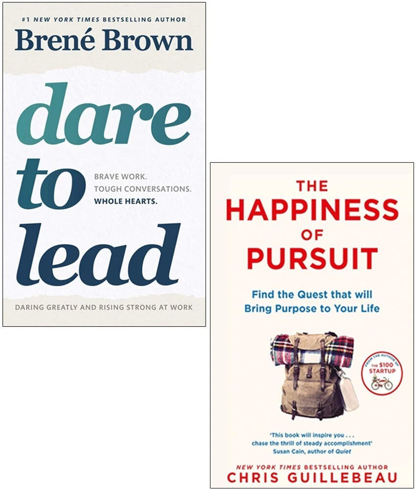 Various Publishers The Happiness of Pursuit & Dare to Lead - 2 Books Collection Set - Chris Guillebeau & Brené Brown - Paperback Non Fiction Bundle