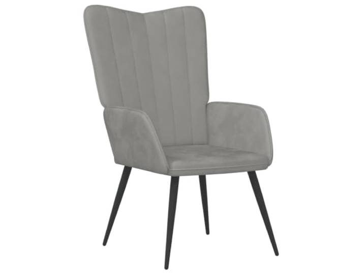 KDVXBCQJH Relaxsessel Hellgrau Samt Polstersessel Wohnzimmerstuhl Bequemer Armlehnenstuhl mit Weichschaum und Stahlgestell für Schlafzimmer, Leseecke und modernen Wohnbereich.