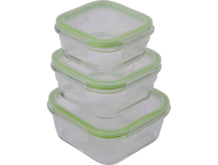 Vorratsbehälter-Set Lucia transparent / grün Glas / Kunststoff B 15.2 cm 3-teilig - Vorratsbehälter-Set