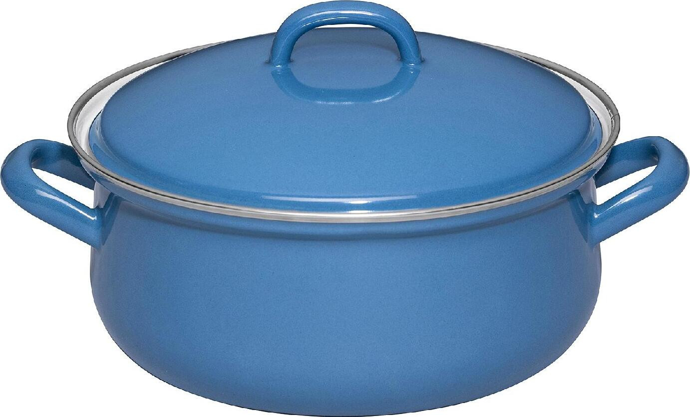 Riess pan met deksel, 2 liter, diameter: 20 cm, donkerblauw, geëmailleerd