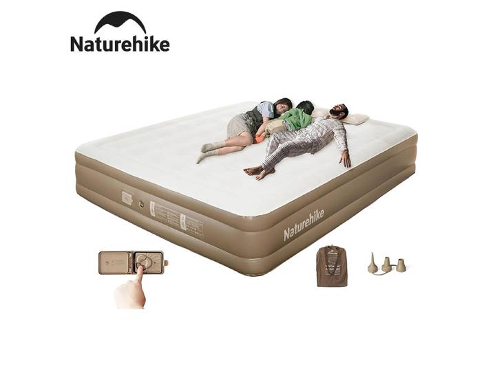 Matelas pneumatique Naturehike 38 cm auto-gonflant avec pompe, lit d'appoint gonflable pour le camping en plein air, la maison, matelas de couchage pour 2/3 personnes