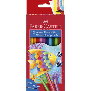 Faber-Castell Aquarellstifte Kinder-Aquarell, farbig sortiert, mit Pinsel, 12 Stück