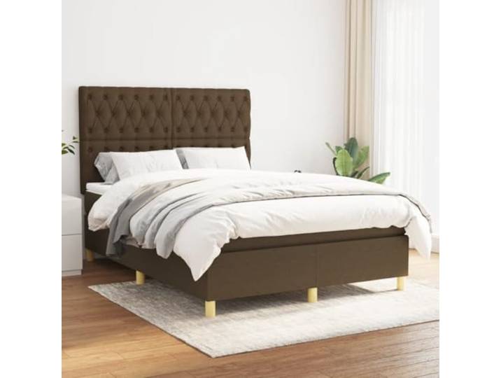 RJPLMFV Lattenrost mit Matratze, 140 x 200 cm, Braun Kopfteil höhenverstellbar, Taschenfedern, Unterstützung für Rücken und Bauch, atmungsaktives Gewebe
