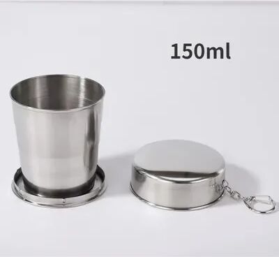 Discount Dollar Deals Stainless Steel Folding Cup, Camping Cookware, Retractable Cup, Teacups, Teaware, Camp Utensils, Tableware, Folded Cup 150ml