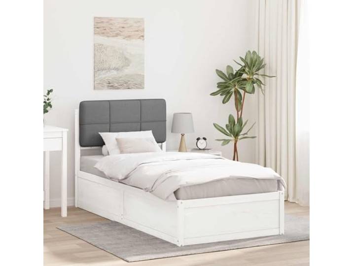 Massivholz Kiefer gepolstertes Kopfteil Modern Stil Bettgestell Hellgrau 90 Bettgestell mit gepolstertem Kopfteil Hellgrau 90x190 cm Massivholz Kiefer Stabil Schlafzimmer Möbel Ohne Boxspring Lesen