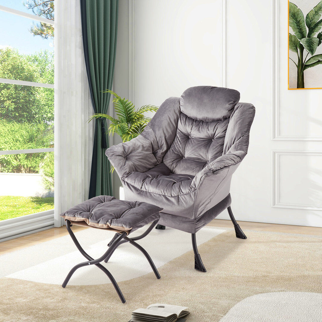 George Oliver Upholstered Armchair Brown 99.06cm H X 83.82cm W X 68.58cm D