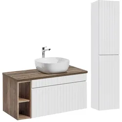 BADMÖBEL 100cm Zelie 2er-Set Weiß